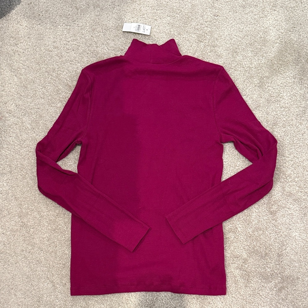 NWT Loft dark pink long sleeve turtle neck t shirt